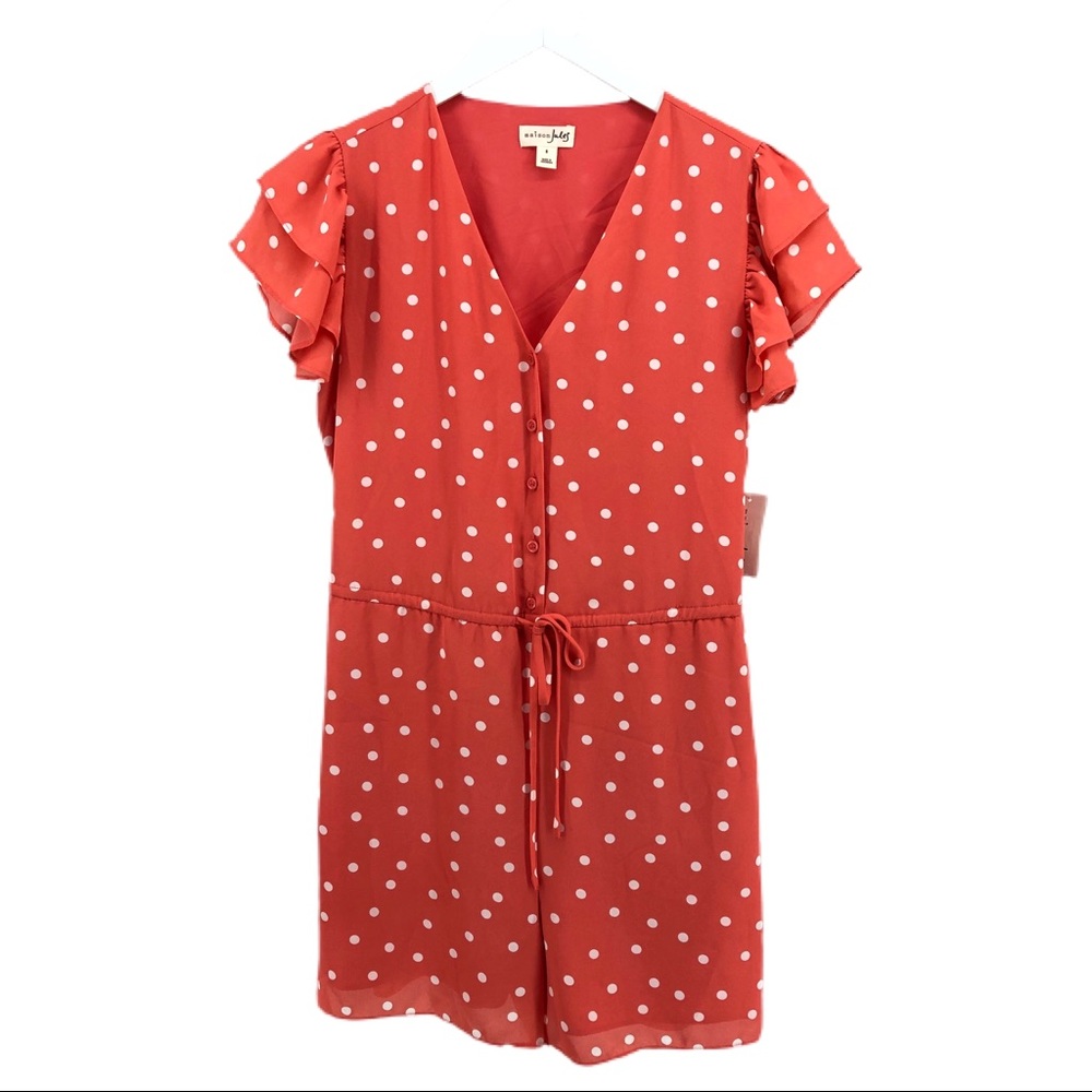 Maison Jules Pink & White Polkadot Romper, NWT - Picture 1 of 8